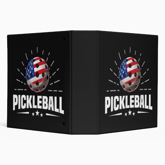 US American Flag Pickleball Player 3 Ring Binder (Background)