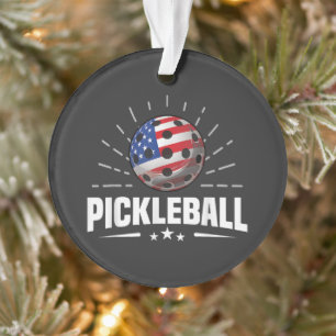 US American Flag Pickleball Player Ornament