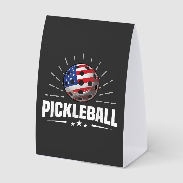 US American Flag Pickleball Player Paper Table Tent (Front)