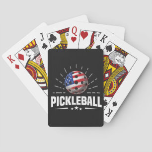 US American Flag Pickleball Player Poker Cards
