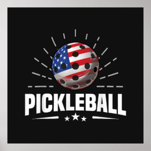 US American Flag Pickleball Player Poster