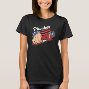 US American Flag Plumbing Pipefitter Patriotic P T-Shirt