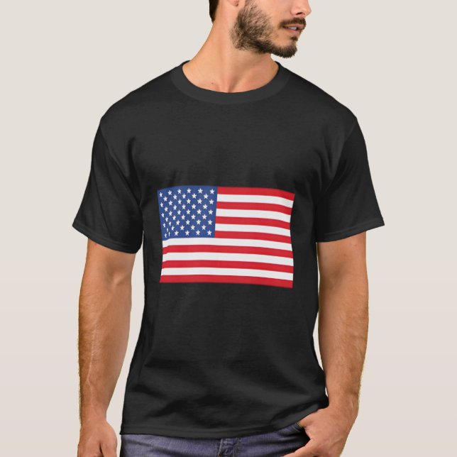 Us American Flag Pocket Print T-Shirt (Front)