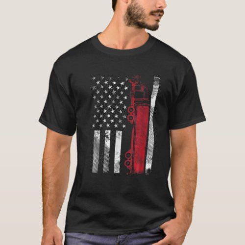 US American Flag Semi Truck Driver 18 Wheeler Truc T_Shirt