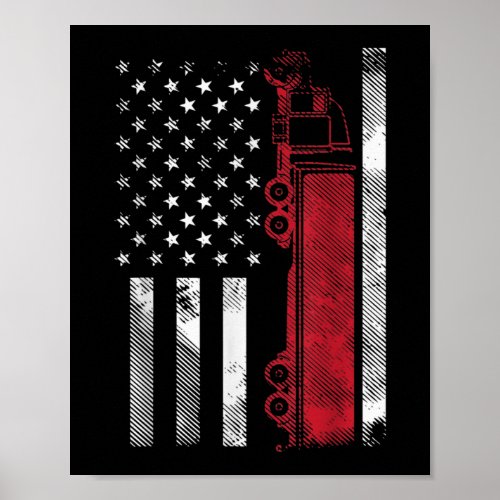 US American Flag Semi Truck Driver 18Wheeler Truck Poster