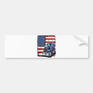 US American Flag Semi Truck Driver Bumper Sticker