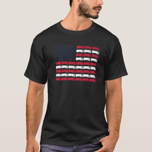 Us American Flag Semi Truck Driver  Trucker 4th Of T_Shirt