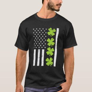 US American Flag Shamrock St Patricks Day Men Wome T-Shirt