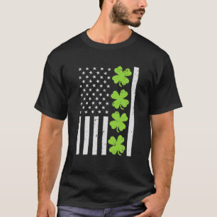US American Flag Shamrock St Patricks Day Men Wome T-Shirt