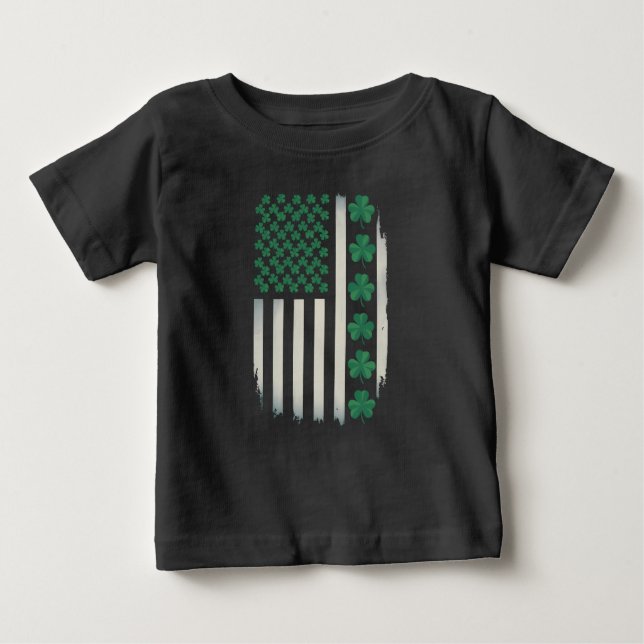 US American Flag Shamrocks St Patricks Day America Baby T-Shirt (Front)