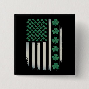 US American Flag Shamrocks St Patricks Day America Button