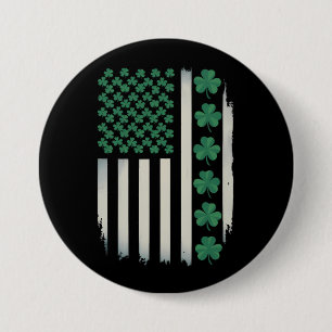 US American Flag Shamrocks St Patricks Day America Button