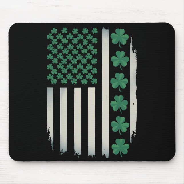 US American Flag Shamrocks St Patricks Day America Mouse Pad (Front)