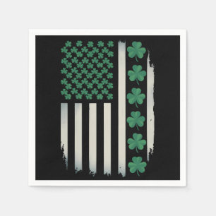 US American Flag Shamrocks St Patricks Day America Napkins