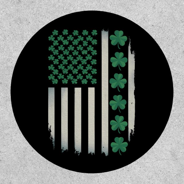 US American Flag Shamrocks St Patricks Day America Patch (Front)