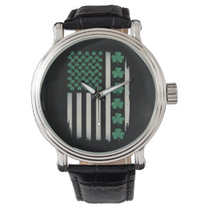 US American Flag Shamrocks St Patricks Day America Watch