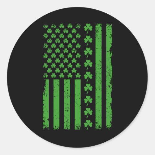 US American Flag Shamrocks St Patricks day Classic Round Sticker