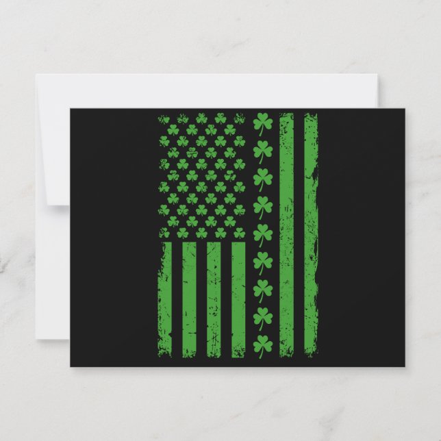US American Flag Shamrocks St Patricks day Holiday Card (Front)