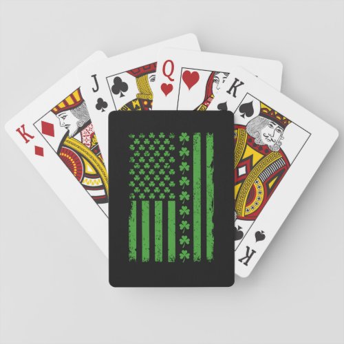 US American Flag Shamrocks St Patricks day Playing Cards