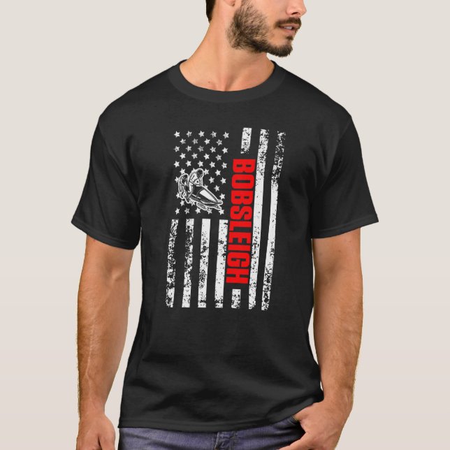 US American Flag Sports Patriotic Bobsleigh Premiu T-Shirt (Front)