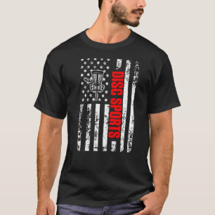 US American Flag Sports Patriotic Disc Golf Premiu T-Shirt