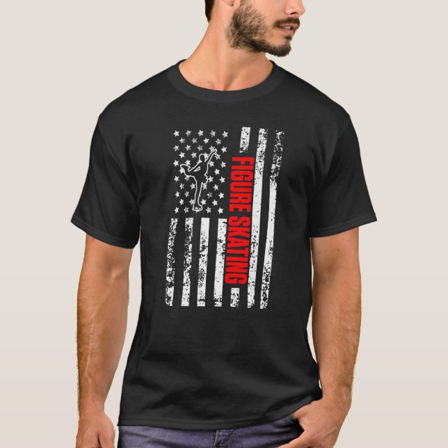 US American Flag Sports Patriotic Figure Skating P T-Shirt (Front)