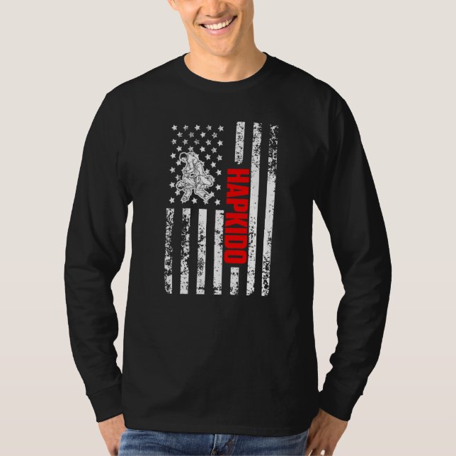 US American Flag Sports Patriotic Hapkido Premium T-Shirt (Front)