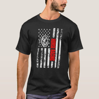 US American Flag Sports Patriotic Horse Racing Pre T-Shirt
