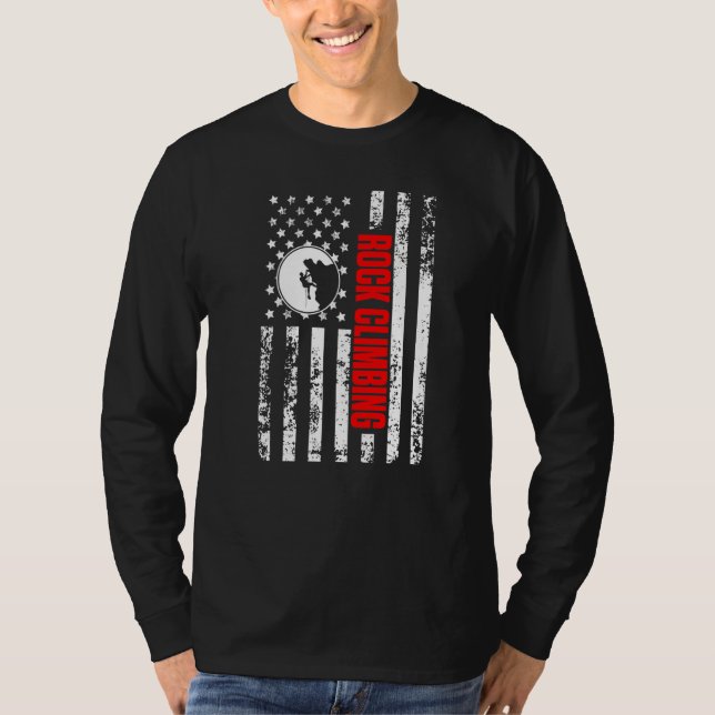 US American Flag Sports Patriotic Rock Climbing Pr T-Shirt (Front)