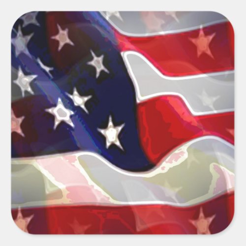 US American Flag Square Sticker