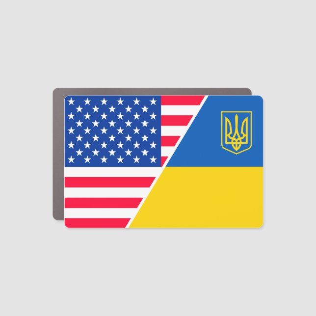 US American flag Ukraine Ukrainian flag Car Magnet (Front)