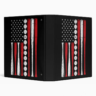 US American Flag Vintage Baseball Flag 4th Of July 3 Ring Binder