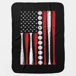 US American Flag Vintage Baseball Flag 4th Of July Baby Blanket