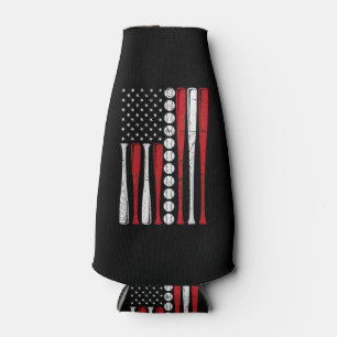 US American Flag Vintage Baseball Flag 4th Of July Bottle Cooler