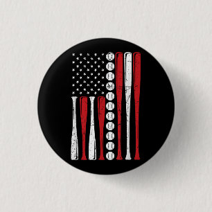 US American Flag Vintage Baseball Flag 4th Of July Button