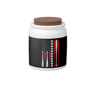 US American Flag Vintage Baseball Flag 4th Of July Candy Jar
