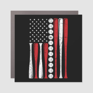 US American Flag Vintage Baseball Flag 4th Of July Car Magnet