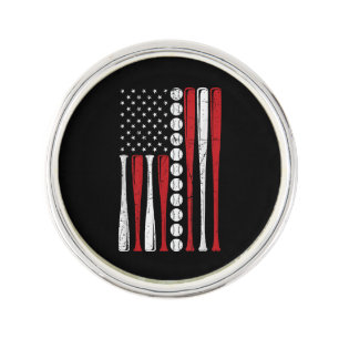 US American Flag Vintage Baseball Flag 4th Of July Lapel Pin