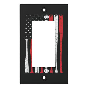 US American Flag Vintage Baseball Flag 4th Of July Light Switch Cover