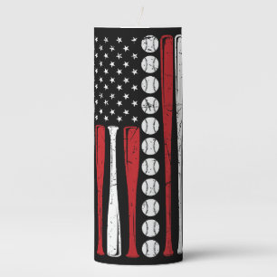 US American Flag Vintage Baseball Flag 4th Of July Pillar Candle