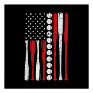 US American Flag Vintage Baseball Flag 4th Of July Poster