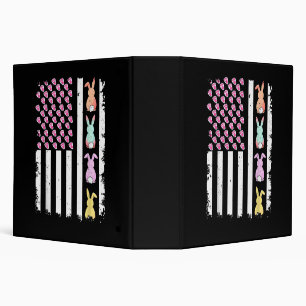 US American Flag with Bunny for Easter Day 3 Ring Binder