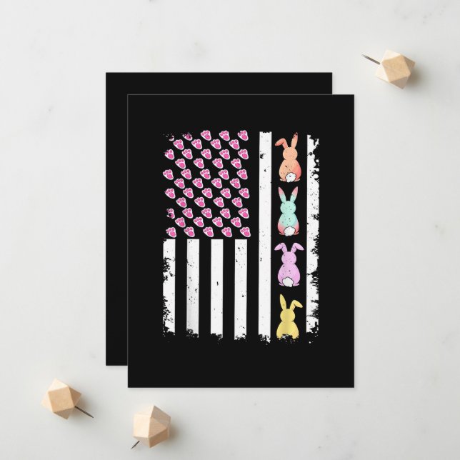 US American Flag with Bunny for Easter Day Announcement (Front/Back In Situ)