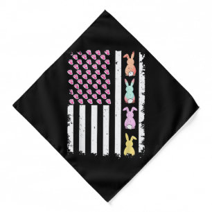 US American Flag with Bunny for Easter Day Bandana