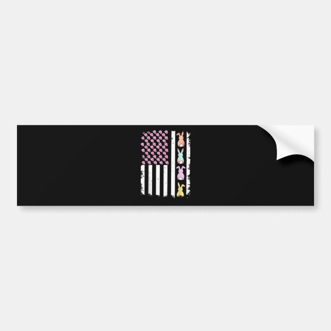 US American Flag with Bunny for Easter Day Bumper Sticker (Front)
