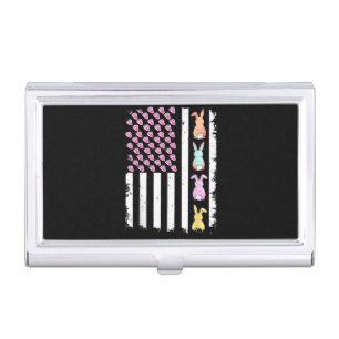 US American Flag with Bunny for Easter Day Business Card Case