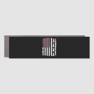 US American Flag with Bunny for Easter Day Car Magnet