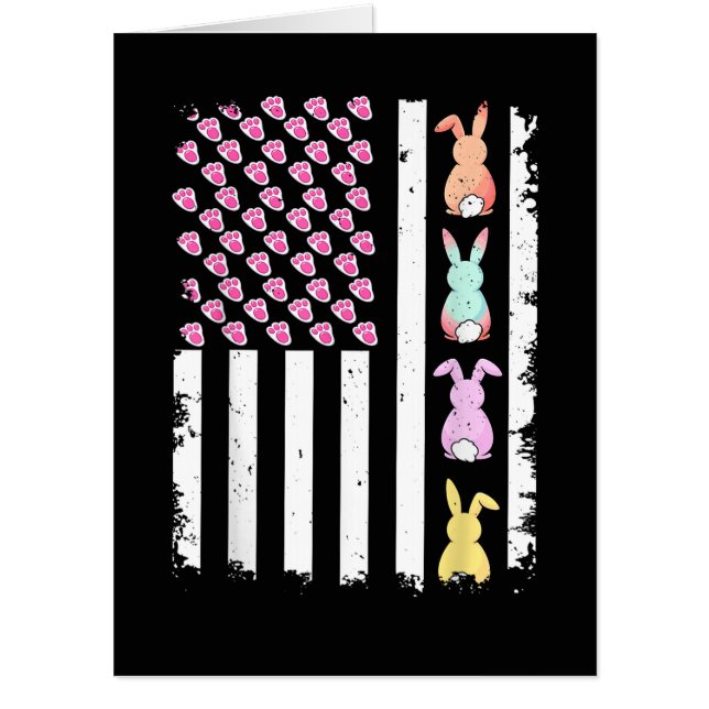 US American Flag with Bunny for Easter Day Card (Front)