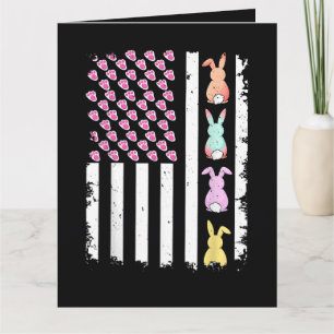 US American Flag with Bunny for Easter Day Card