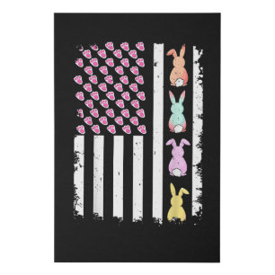 US American Flag with Bunny for Easter Day Faux Canvas Print